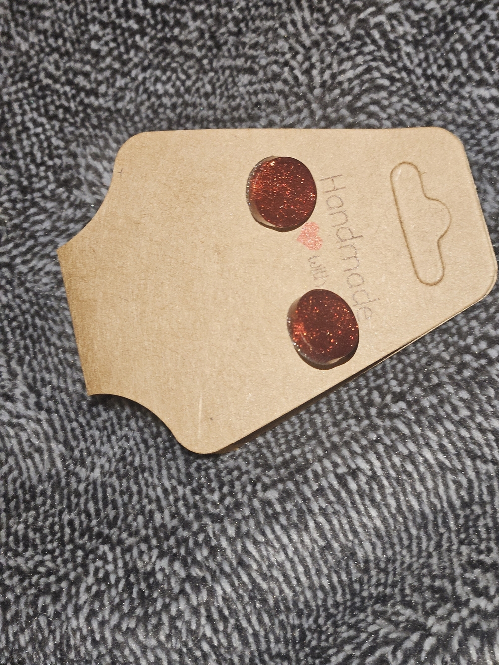 Handmade Sparkle Red Round Stud Earrings